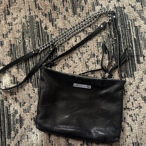 Stella & Dot Black Crossbody Bag with Silver Chain